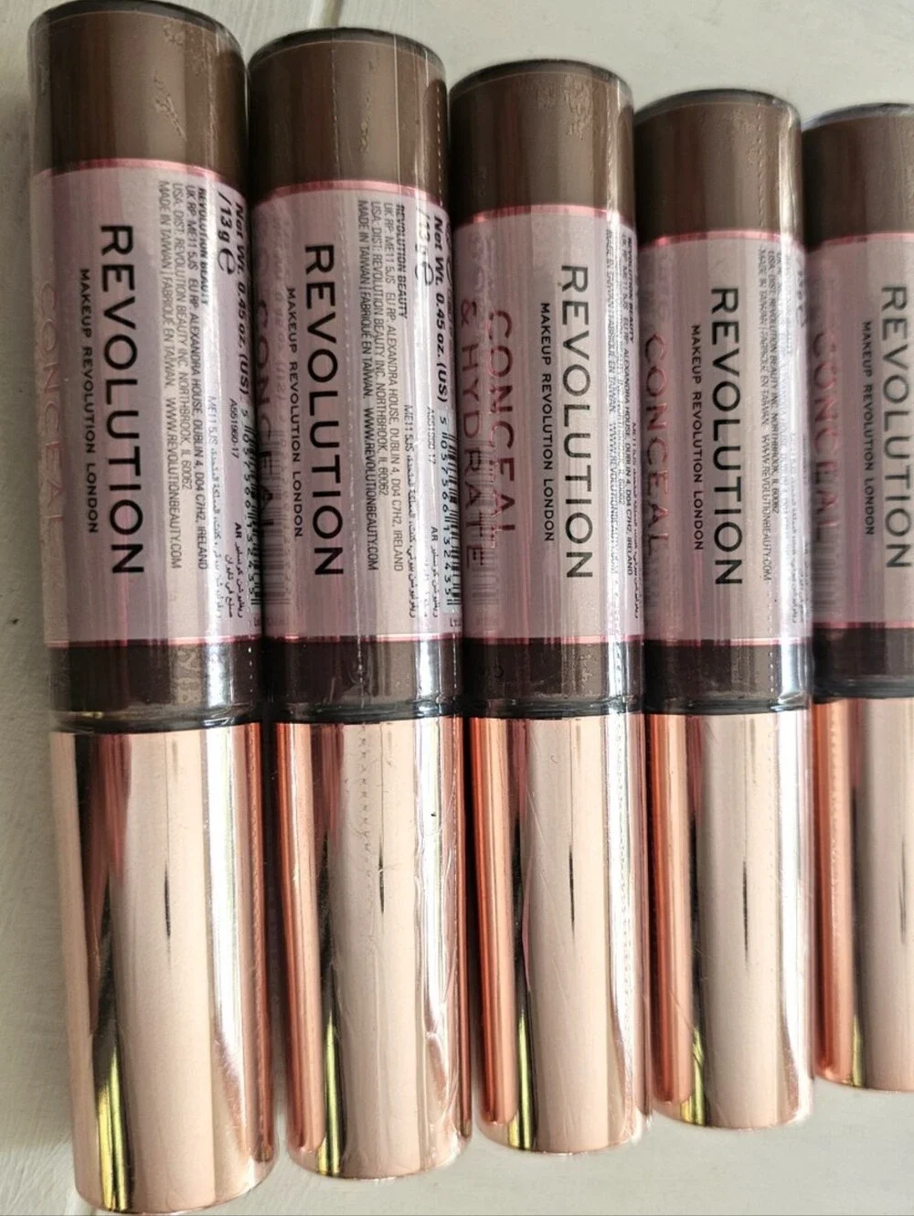8pc Bundle Lot Revolution Dark Skin Tone Makeup Concealer, Brightness, Hydration
